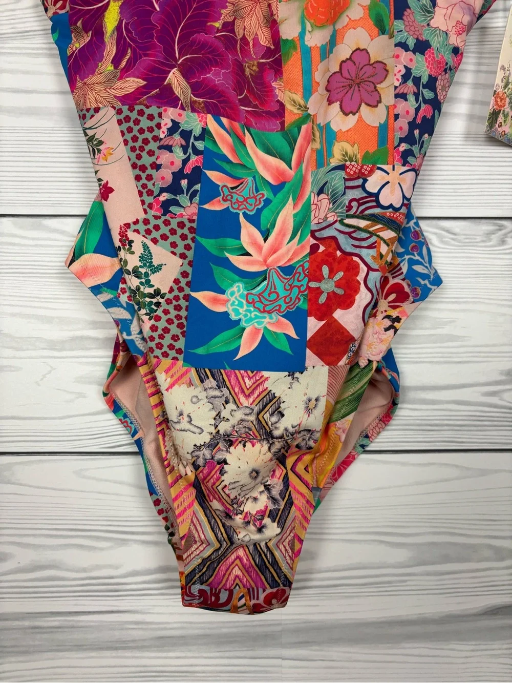 Johnny Was Barcelona patchwork one piece swimsuit size XL NWT - Picture 7 of 10